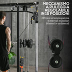 Fitness station for total training with pull-up bar and barbell, in steel, 170x139x200 cm, Black
