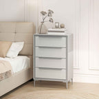 HOMCOM 4-Drawer Steel Chest of Drawers with Linen-Effect Fabric Covering, 60x36x88 cm, Grey