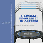 Mini Fitness Trampoline Ø102 cm Foldable with Height-Adjustable Handlebar, Blue
