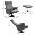 Massage Reclining Chair with Footrest, Linen Effect Fabric, 78x90x93 cm, Dark Grey