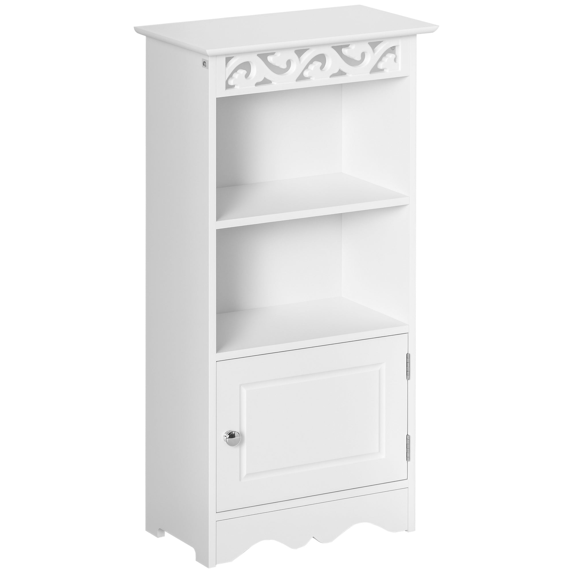 Floor Standing Cabinet and 2-Tier Bathroom Cabinet with MDF Door, White, 40L x 23D x 80H cm