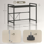 2-Tier Expandable Microwave Stand with 3 Hooks, Metal, 39.5-64x32x47.5 cm, Black