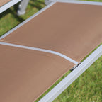 3-Seater Metal Garden Swing, Removable and Washable Sun Canopy, Brown and Silver, 171x108x154cm