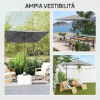 Outsunny 3x2m Rectangular Umbrella Cover with Top Vent, 180g/m² Polyester, Light Grey