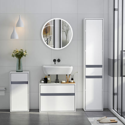 HOMCOM Bathroom Column with 2 Cabinets with Adjustable Shelf and Drawer, in Chipboard, 35x31x172 cm, White - Borgè