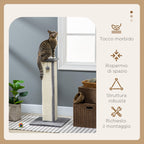 Scratching Post for Cats with Ball, Sisal Pole and Plush Cover, 41x41x81 cm, Gray