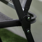 Set of 2 Folding Outdoor Chairs with Armrests in Oxford Fabric and Steel, Black