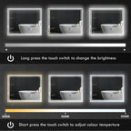 Kleankin Bathroom mirror with LED light 3 levels rectangular, anti -explaiming and touch switch, 90x70cm - Borgè