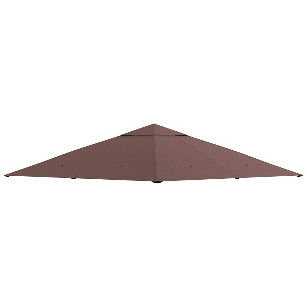 Outsunny 3x3m Garden Gazebo Replacement Roof, 180g/m² Polyester Water Resistant Gazebo Cover with 8 Drainage Holes and Air Vents, Cover Only, 298x295cm, Coffee