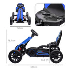 Pedal Go Kart for Kids Ages 3-8 with Adjustable Seat and EVA Wheels, 100x58x58.5 cm, Blue