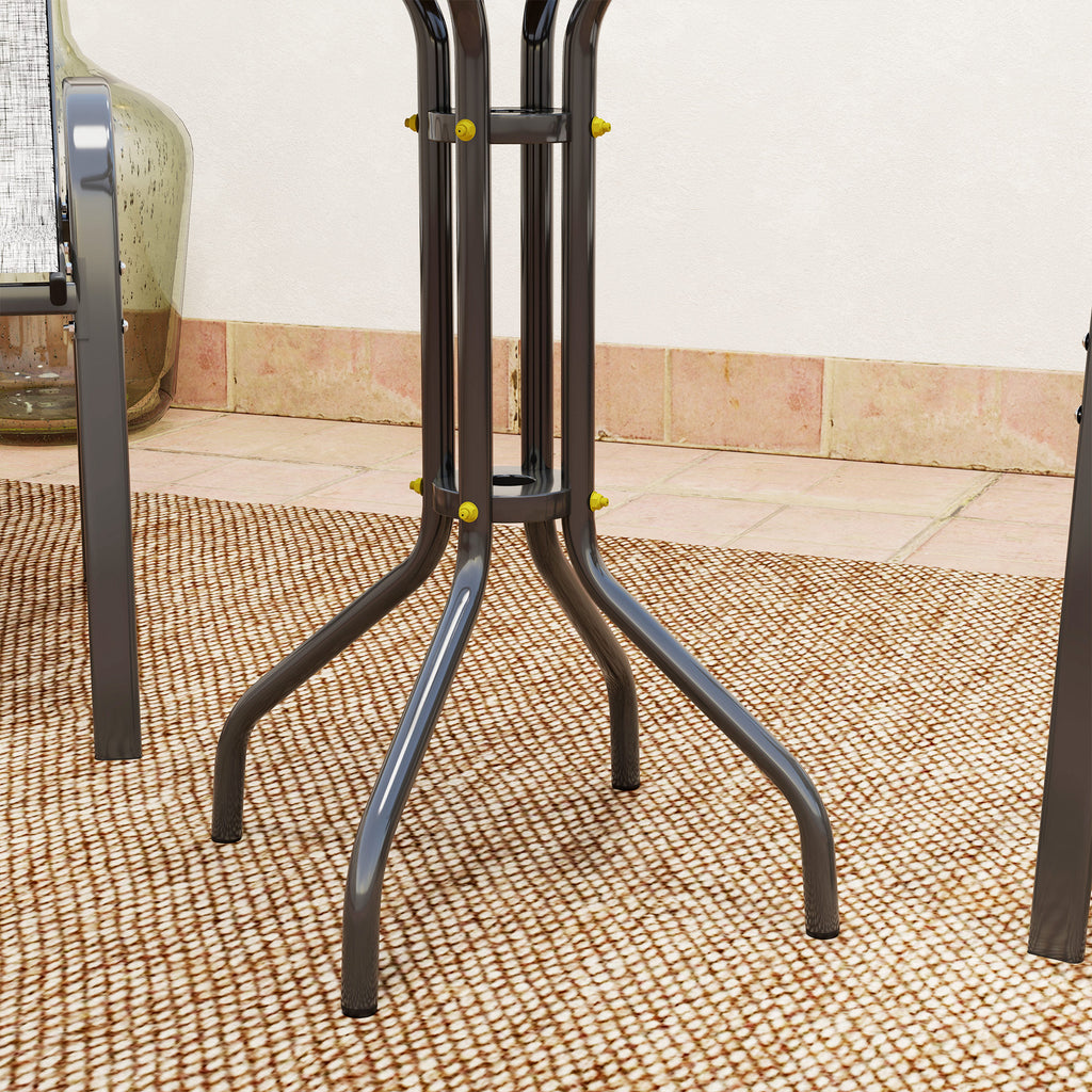 Outsunny 3-Piece Garden Set with 2 Garden Chairs 54x71x93 cm and Round Table Ø60x71 cm in Grey Steel