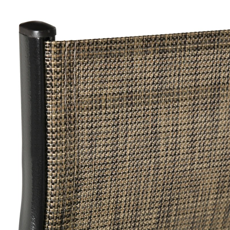 Garden Chairs Set of 4, Stackable Outdoor Chairs in Metal and Breathable Fabric, Brown - Borge' Group Limited