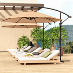 Outsunny 3m Off-Center Umbrella with Air Vents, Cross Base and Crank Handle, in Metal and Polyester, Khaki