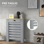 Slatted MDF Radiator Cover, Grid Radiator Cover with Drawer, 78x19x95.5 cm, Grey