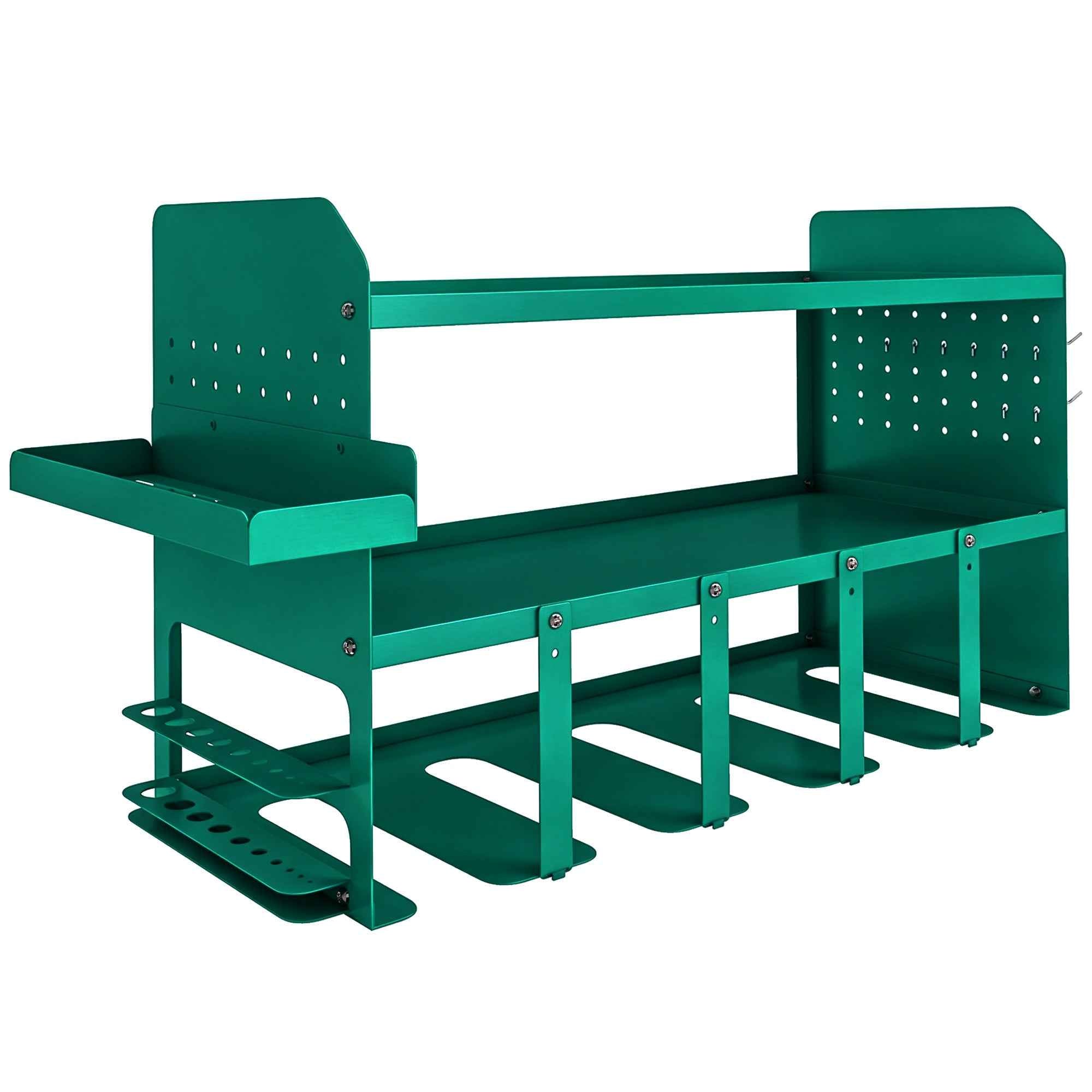 Outsunny Tool Holder with 5-Hole Drill Stand and Side Tray, Green