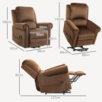 135° Reclining Lift Massage Chair with Remote Control, 88x92x106 cm, Dark Brown