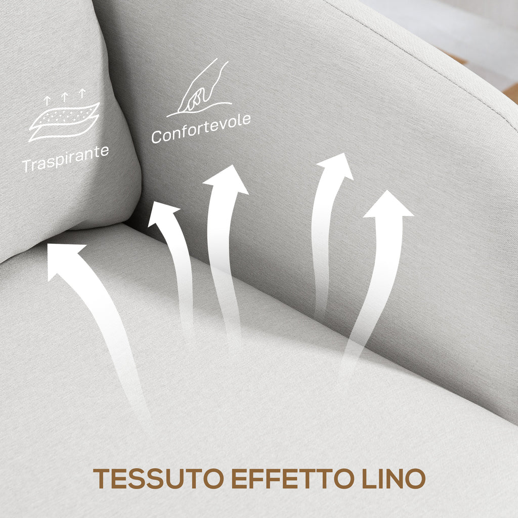 Modern Fabric Living Room Armchair with Wide Seat and Thick Padding, 90x86x91 cm, Cream