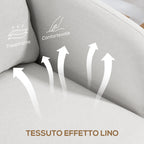 Modern Fabric Living Room Armchair with Wide Seat and Thick Padding, 90x86x91 cm, Cream