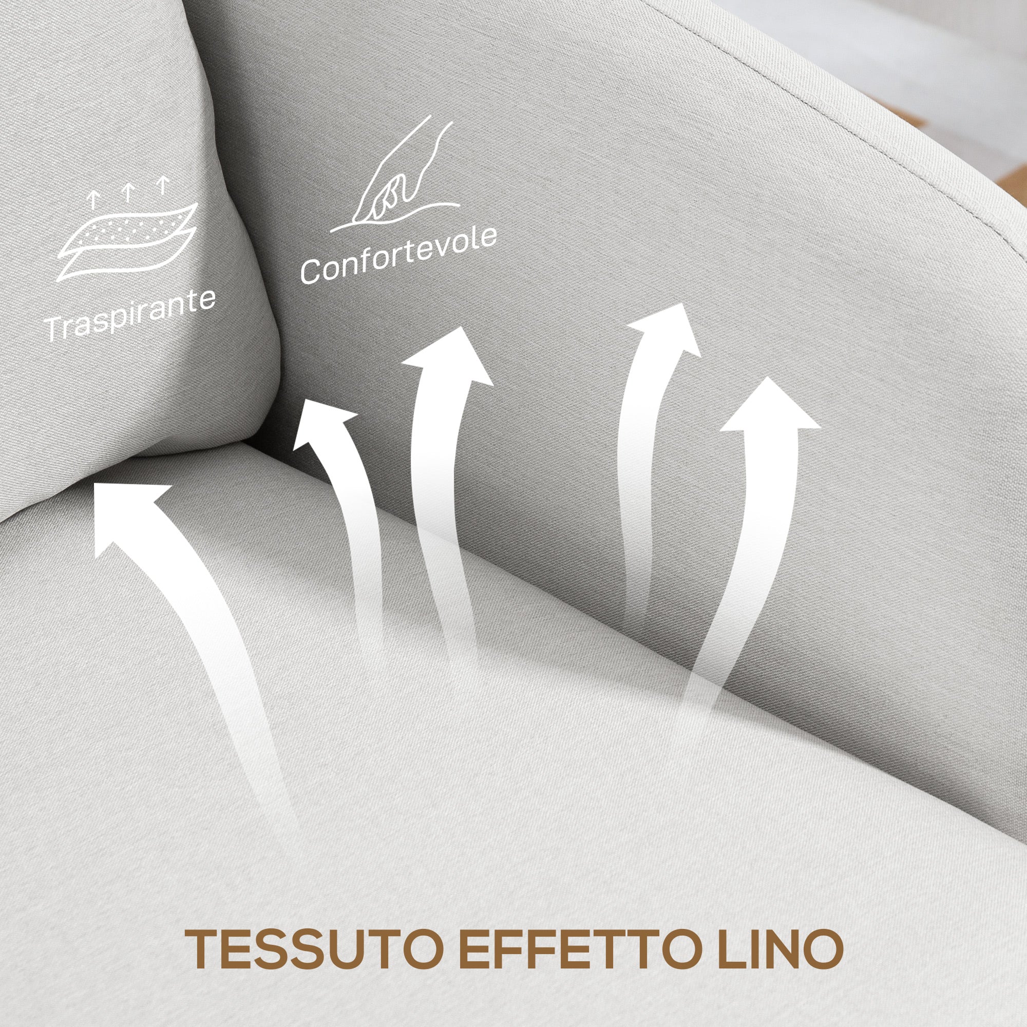 Modern Fabric Living Room Armchair with Wide Seat and Thick Padding, 90x86x91 cm, Cream