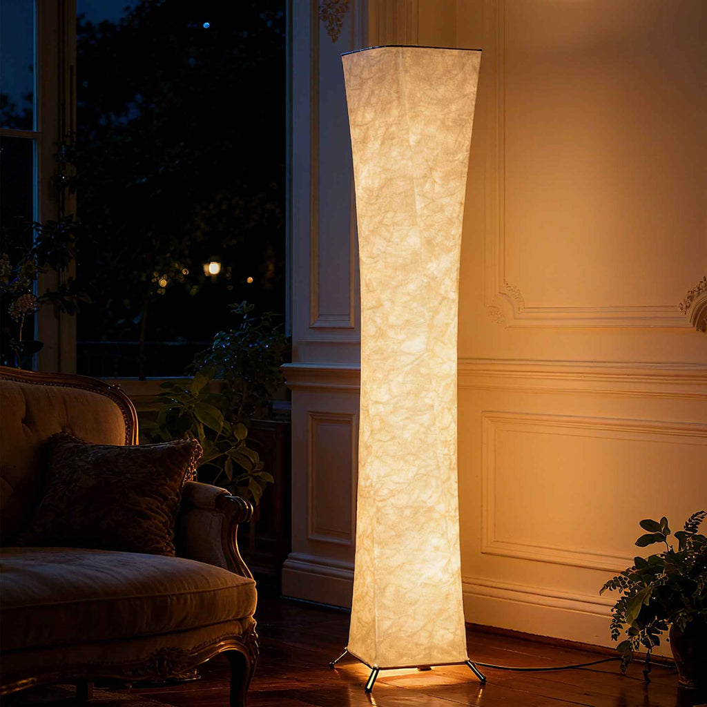 HOMCOM Modern Floor Lamp with Foot Switch, Steel and Fabric, 25x25x129 cm, White and Silver