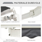 Manually Roll Up Outdoor Awning in Aluminum and Polyester, 2.5x2 m, Gray and White