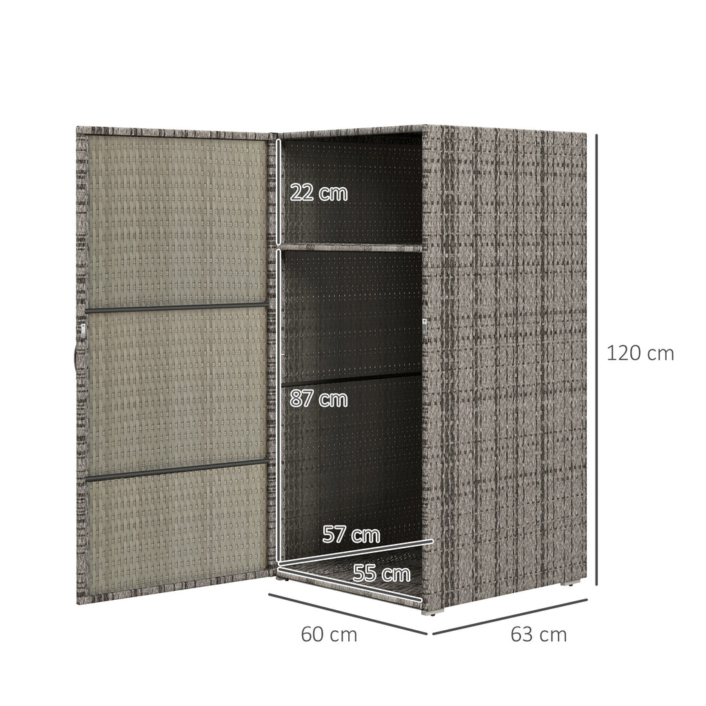 Outsunny garden wardrobe in Rattan pe with 2 rooms, 60x63x120cm, gray - Borgè