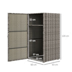 Outsunny garden wardrobe in Rattan pe with 2 rooms, 60x63x120cm, gray - Borgè