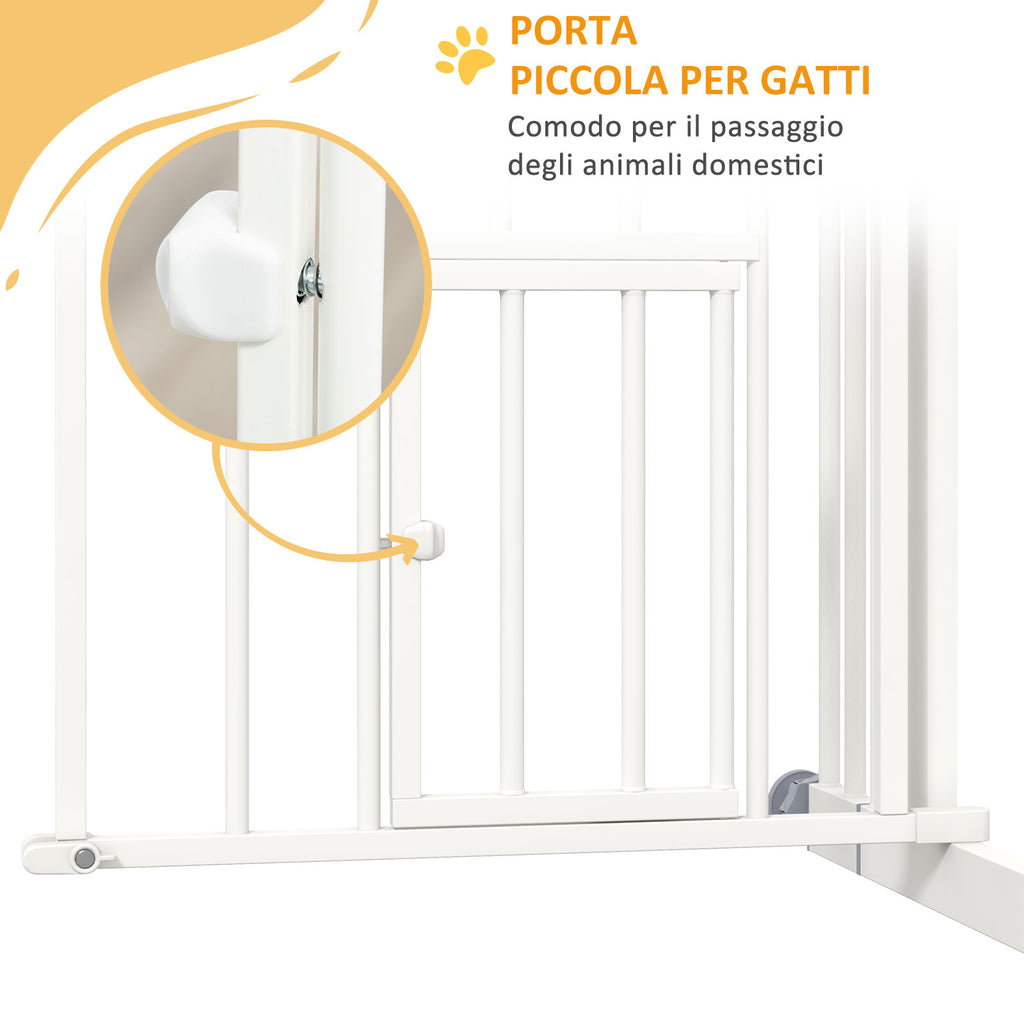 Small and Medium Dog Gate with Automatic Closing, in Steel and PA, 74-80x76 cm, White - Borgè
