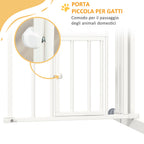 Small and Medium Dog Gate with Automatic Closing, in Steel and PA, 74-80x76 cm, White - Borgè