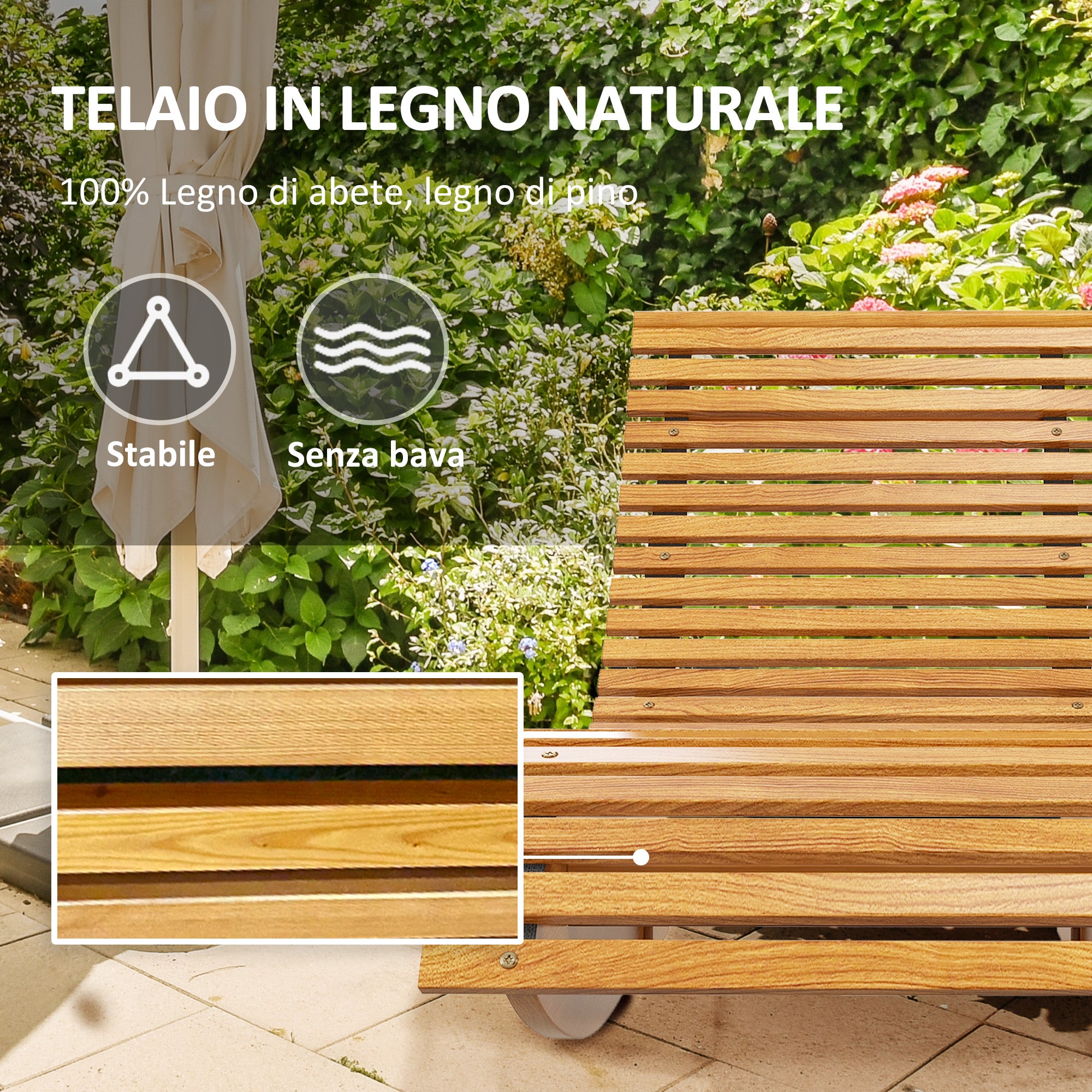 Outsunny S-Shaped Garden Rocking Chair with Ergonomic Seat, Made of Fir and Pine Wood, 130x60x60 cm