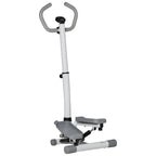 Stepper with LCD Monitor, Adjustable Handlebar and Elastic Bands, Made of Steel and ABS, White and Grey