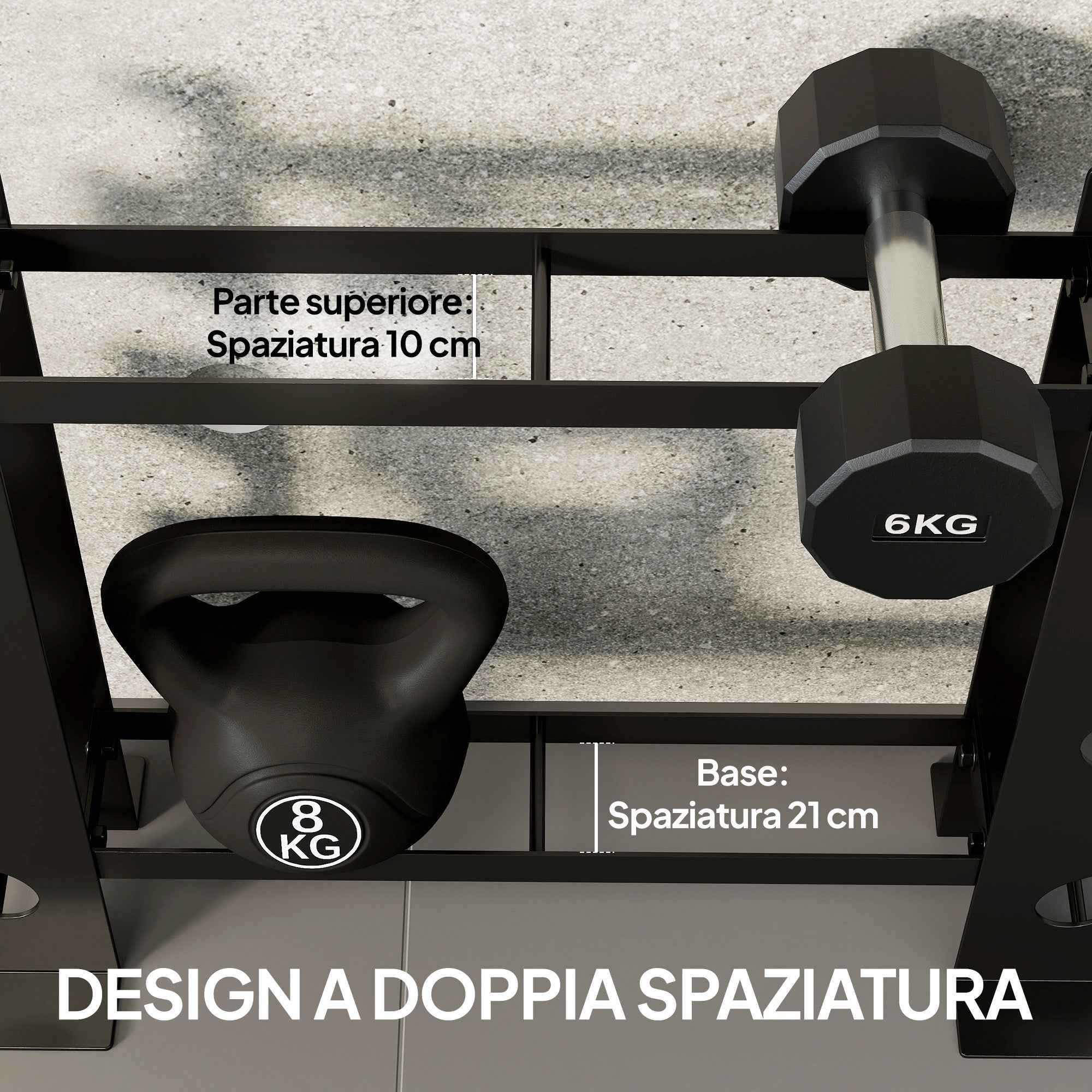 SPORTNOW 4-Tier Weight Rack and Dumbbell Rack, 200kg Load, Black