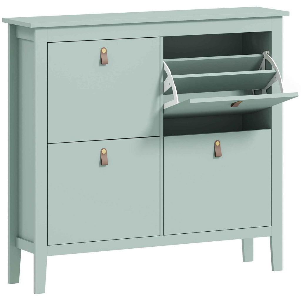 HOMCOM Slim Shoe Rack with 4 Drawers for 20 Pairs of Shoes, Size EU 44, Adjustable Shelves, 105 x 24 x 95.5 cm, Green