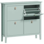 HOMCOM Slim Shoe Rack with 4 Drawers for 20 Pairs of Shoes, Size EU 44, Adjustable Shelves, 105 x 24 x 95.5 cm, Green