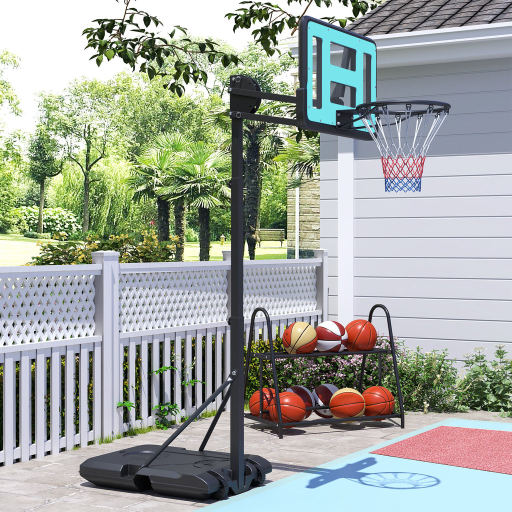 SPORTNOW Adjustable Outdoor Basketball Hoop 146-236cm with Wheels and Fillable Base, Black