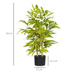 HOMCOM 60cm High Artificial Bamboo Plant in Green Polyester and PP with Cement Pot Ø15x12.5cm