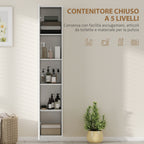 Wall-Mounted Bathroom Cabinet with Adjustable Shelves and Soft-Close Closure, 30x31.5x160 cm, White