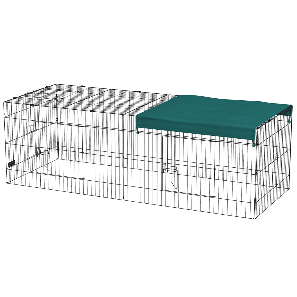 Pawhut for outdoor and interior rabbits with steel roof, 220x85x70cm, green - Borgè