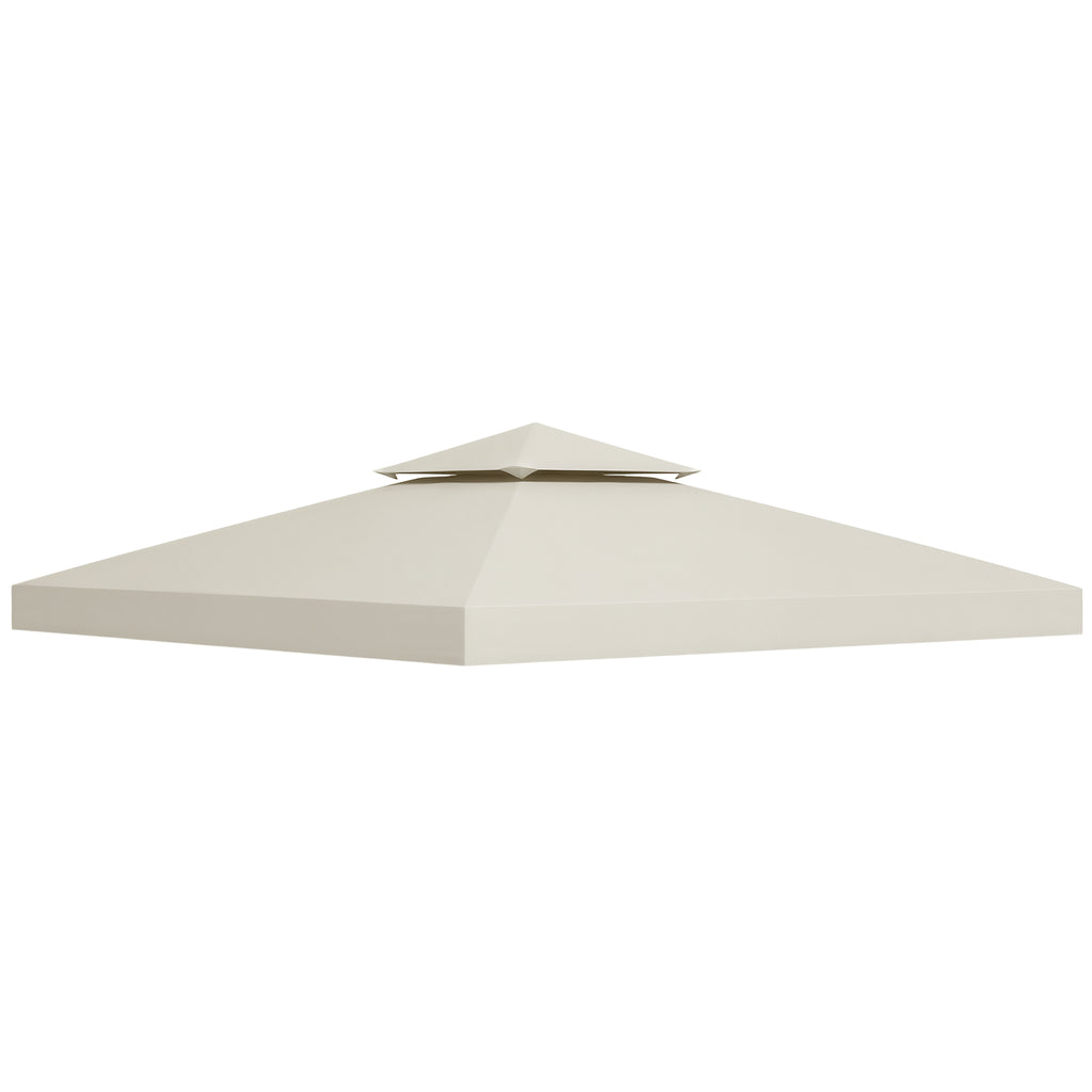 Outsunny Garden Gazebo Cover Replacement Roof Anti-UV Waterproof Polyester 3x3m Cream