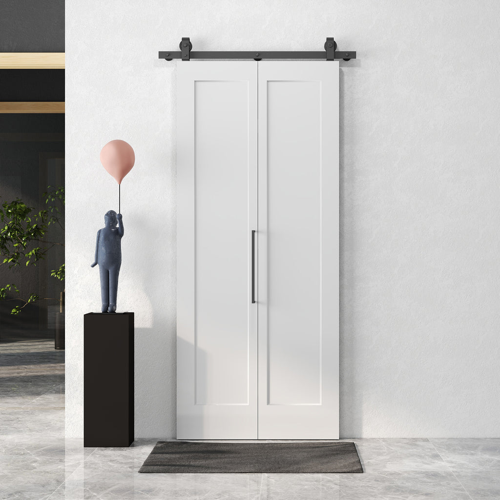 Sliding Folding Bifold Door with Paintable Surface, 90x210 cm, White
