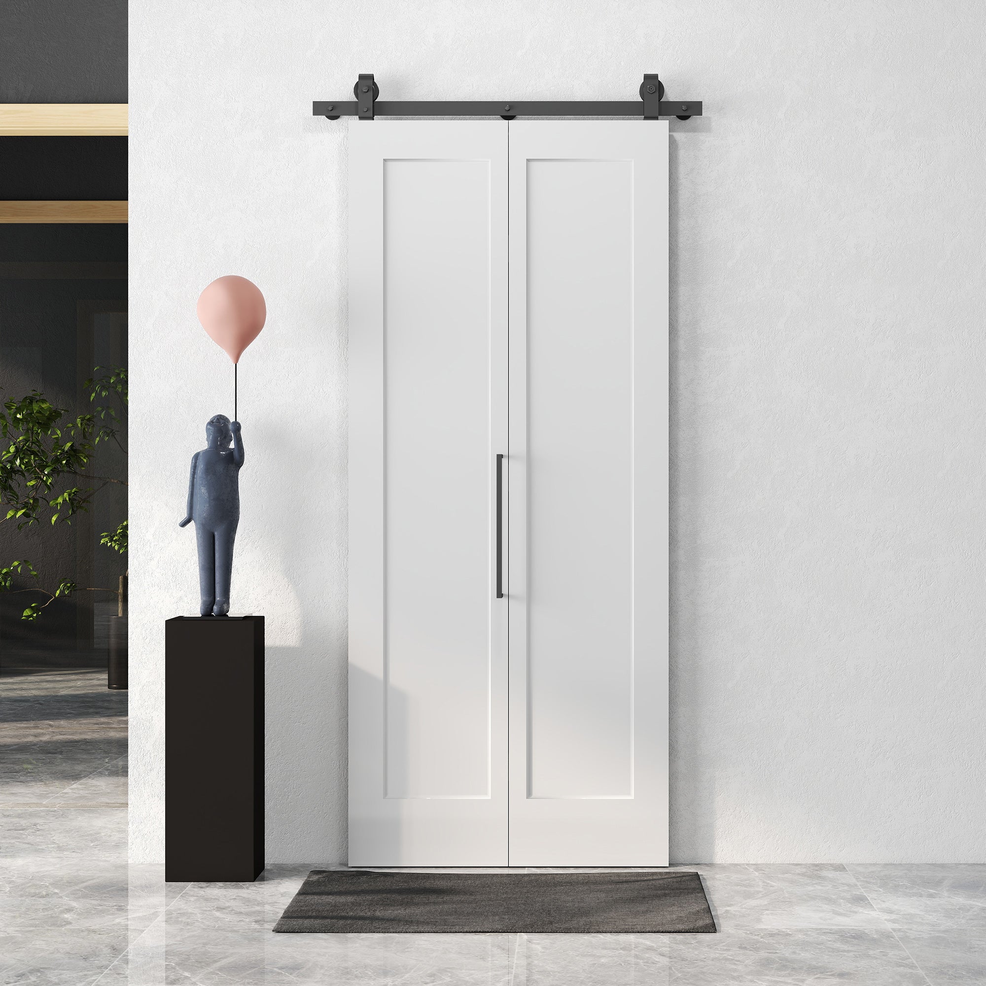 Sliding Folding Bifold Door with Paintable Surface, 90x210 cm, White