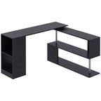 Space-Saving Corner Desk with S-Shaped Shelf, Modern Wooden Desk, 140x120x78 cm, Black