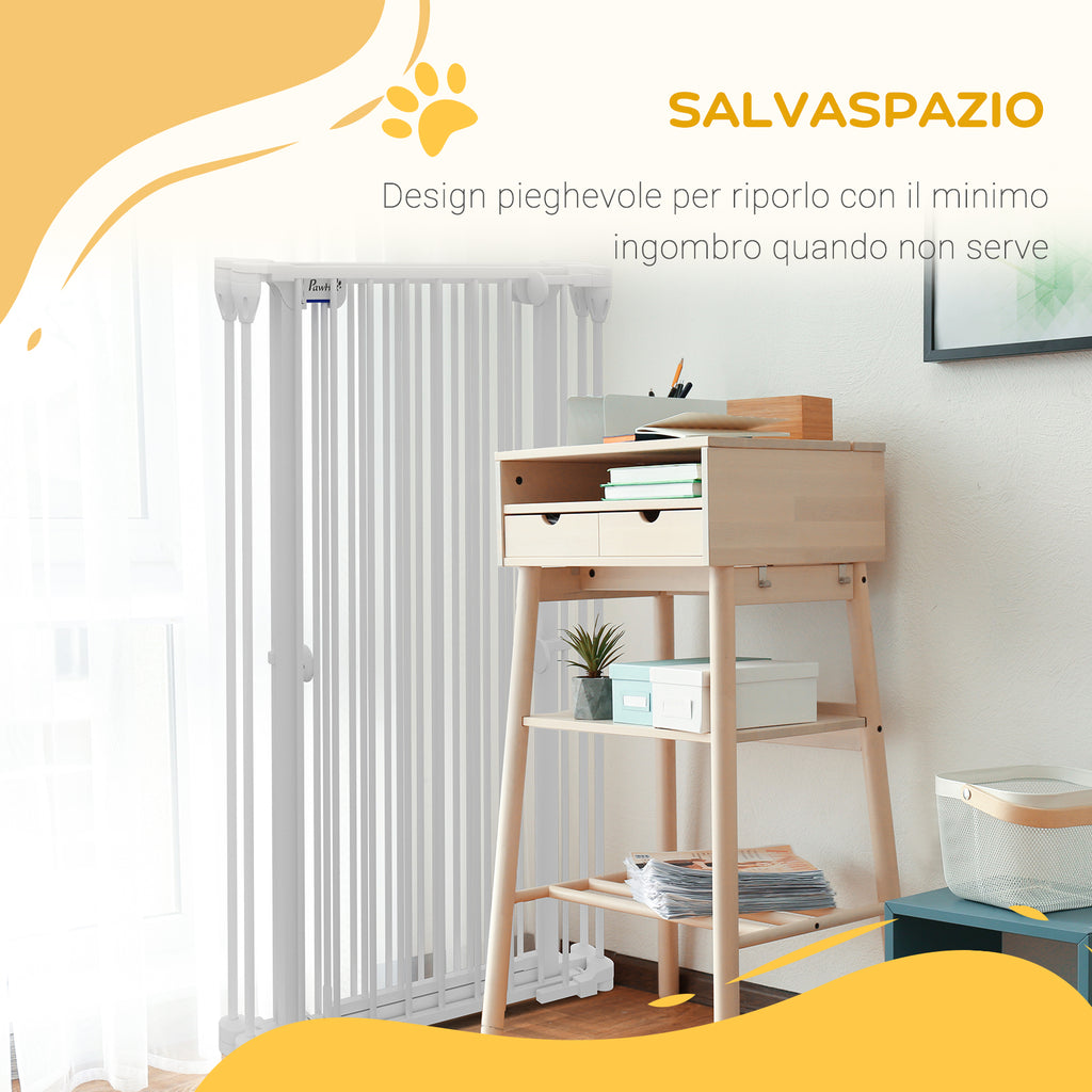3-Panel Folding Dog Gate with Double Lock, Steel and Plastic, 206 x 120 cm, White