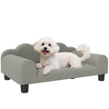 Dog Sofa with Supportive Armrests, Wood and French Terry Fabric, 66x42x28.5 cm, Grey
