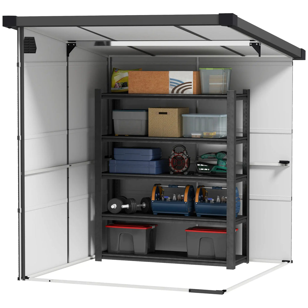 Plastic Garden Shed Tool Storage with Windows, Vents and Lock, 1.9x1.9m, Light Grey