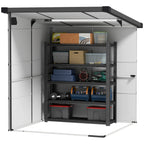 Plastic Garden Shed Tool Storage with Windows, Vents and Lock, 1.9x1.9m, Light Grey