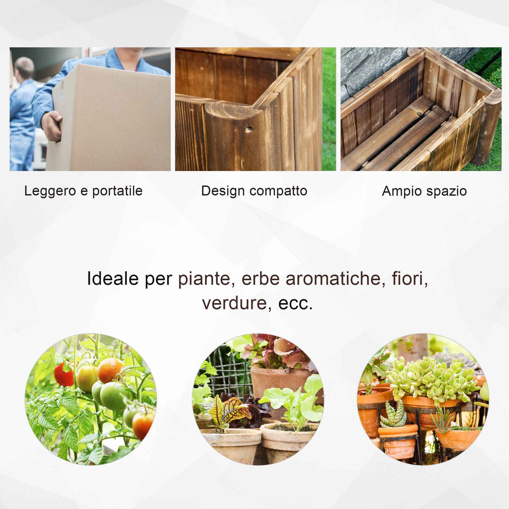 Outsunny Rectangular Fir Wood Planter Pot 70 x 35 x 30cm