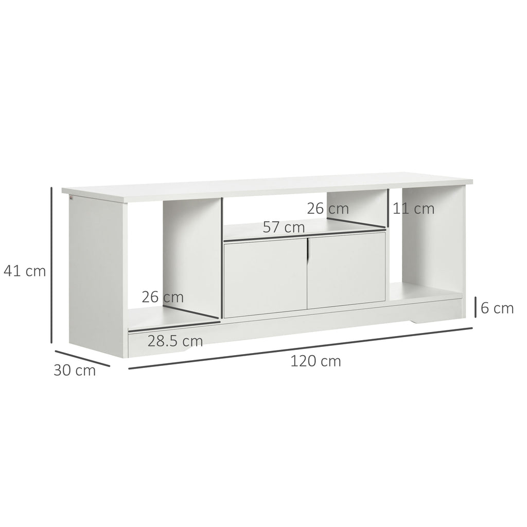 TV Cabinet up to 42" with Cabinet and Open Wooden Shelves, 120x30x41cm