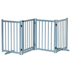 Folding Dog Gate for Small/Medium Dogs with 4 Wooden Panels and Door, 237.5 x 36 x 80 cm, Grey