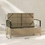 Outsunny 125L Storage Bench with Padded Cushion, Metal, 123x70x82 cm, Khaki
